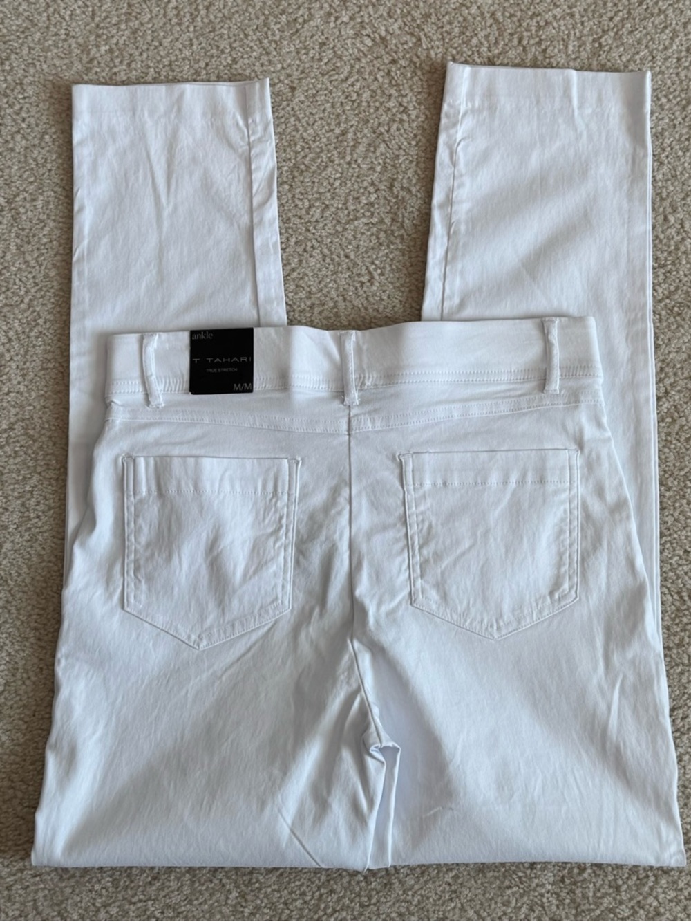 NWT $98 T Tahari True Stretch Ankle High Rise Bright White Summer Pants Medium - Picture 6 of 9